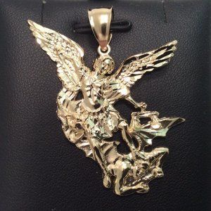 10k Real Gold Solid Men's Saint Michael Archangel Devil 5.2gr